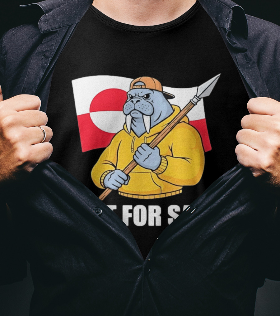 Walrus Holding Spear Greenland Flag Not For Sale T-Shirt