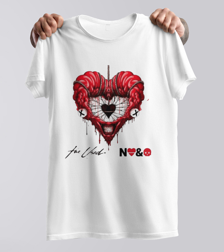 The Used In Love And Death Reimagined Heart Skull Dripping Inkprint T-Shirt