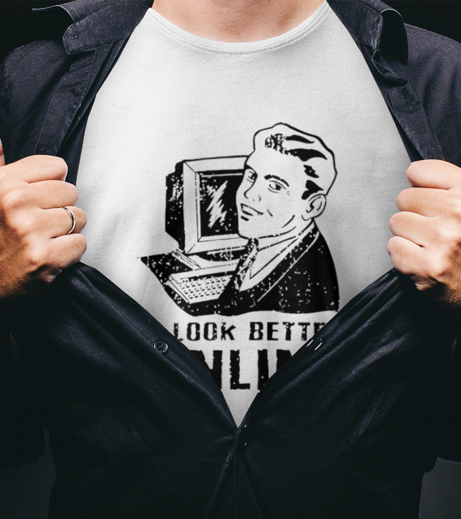 I Look Better Online Vintage Computer Man Retro Humor T-Shirt