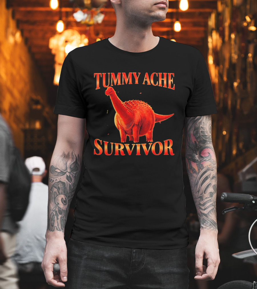 Tummy Ache Survivor Red Apatosaurus T-Shirt