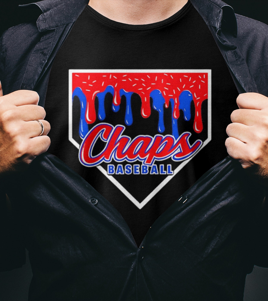 Chaps Baseball Blue Red Melting Motif T-Shirt