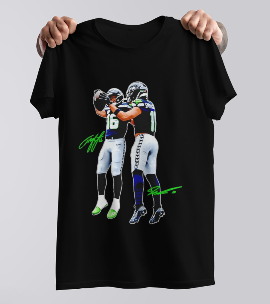 Tyler Lockett Jaxon Smith Njigba Seattle Seahawks Signatures NFC Football T-Shirt