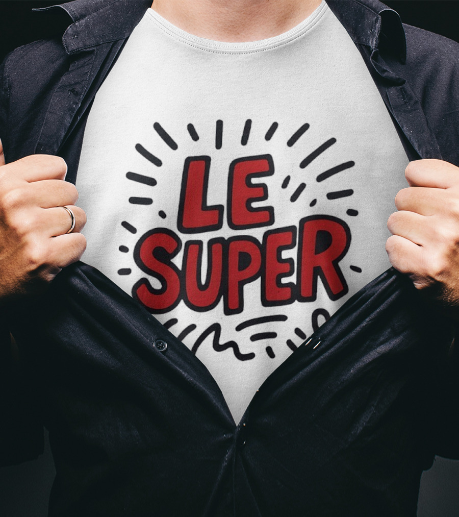 Le Super Text With Doodle Heart And Lines T-Shirt