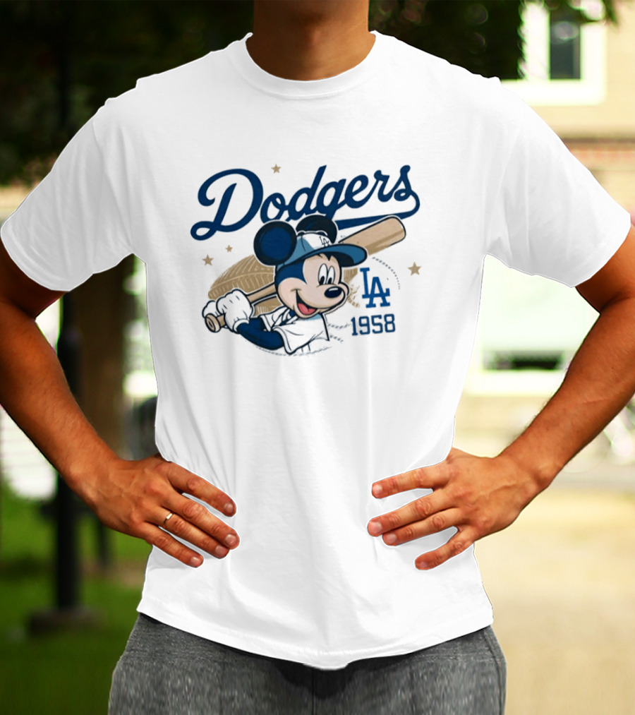 Dodgers Mickey Mouse LA 1958 Baseball T-Shirt
