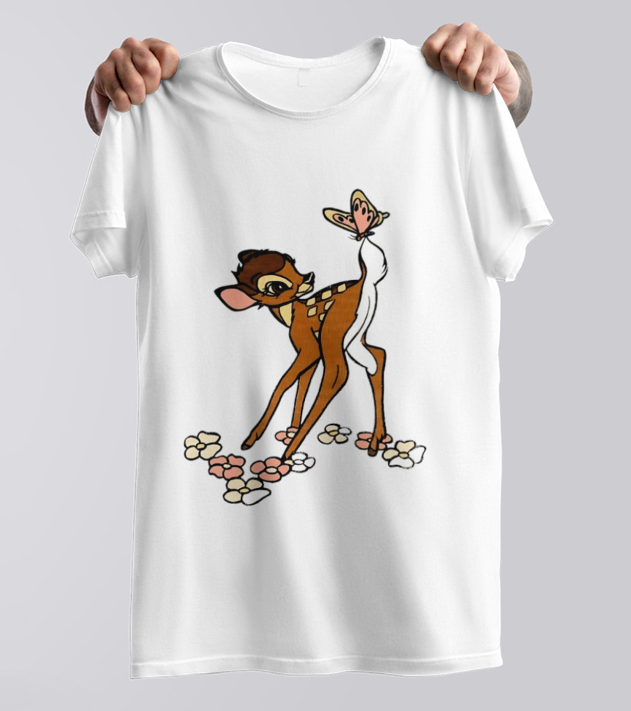 Bambi Baby Deer Butterfly Vintage Disney T-Shirt