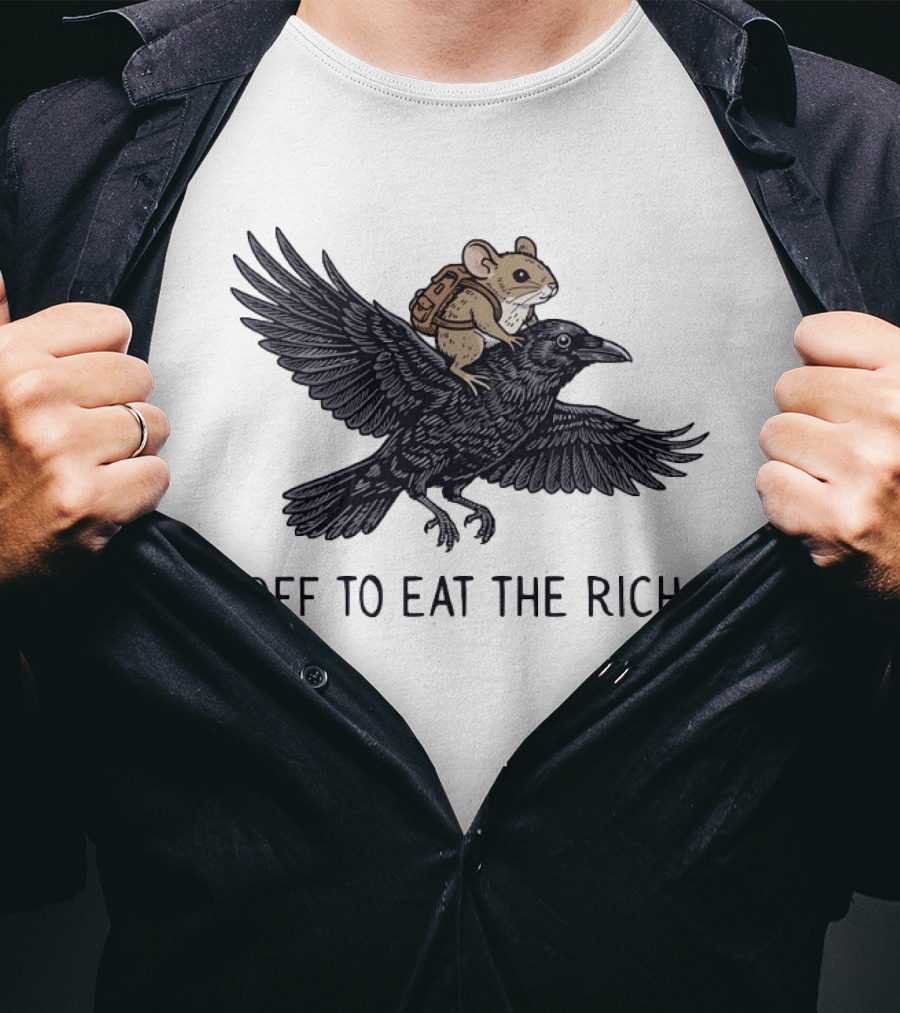 Mouse Riding Raven Off To Eat The Rich T-Shirt