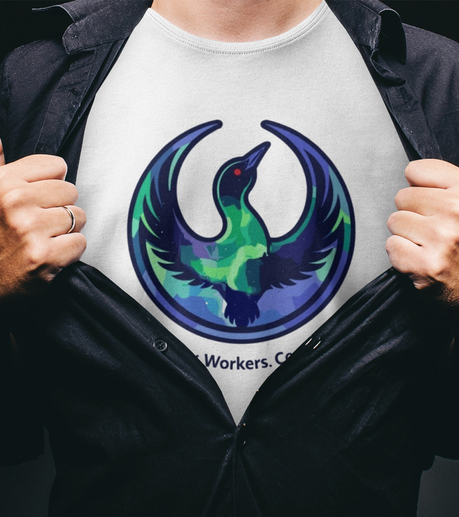 Democracy Workers Community Minnesota Rebellion Rebel Loon Aurora Borealis T-Shirt