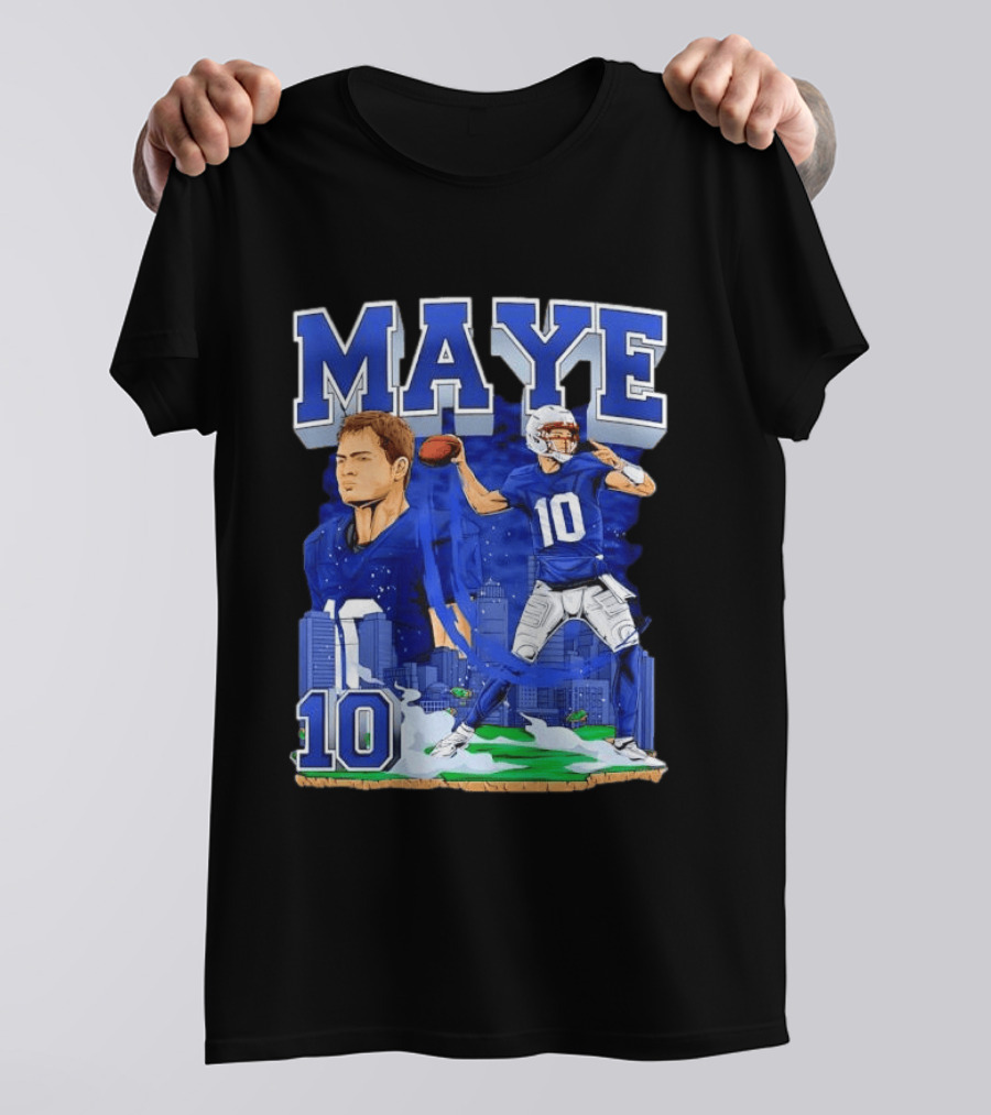 Maye Number 10 Quarterback Football Player City Skyline T-Shirt