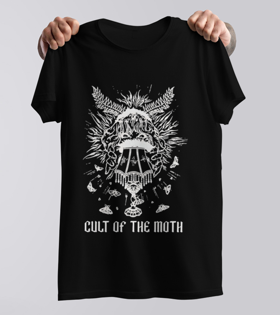 Cult Of The Moth Lamp With Moth Head And Floral Details T-Shirt
