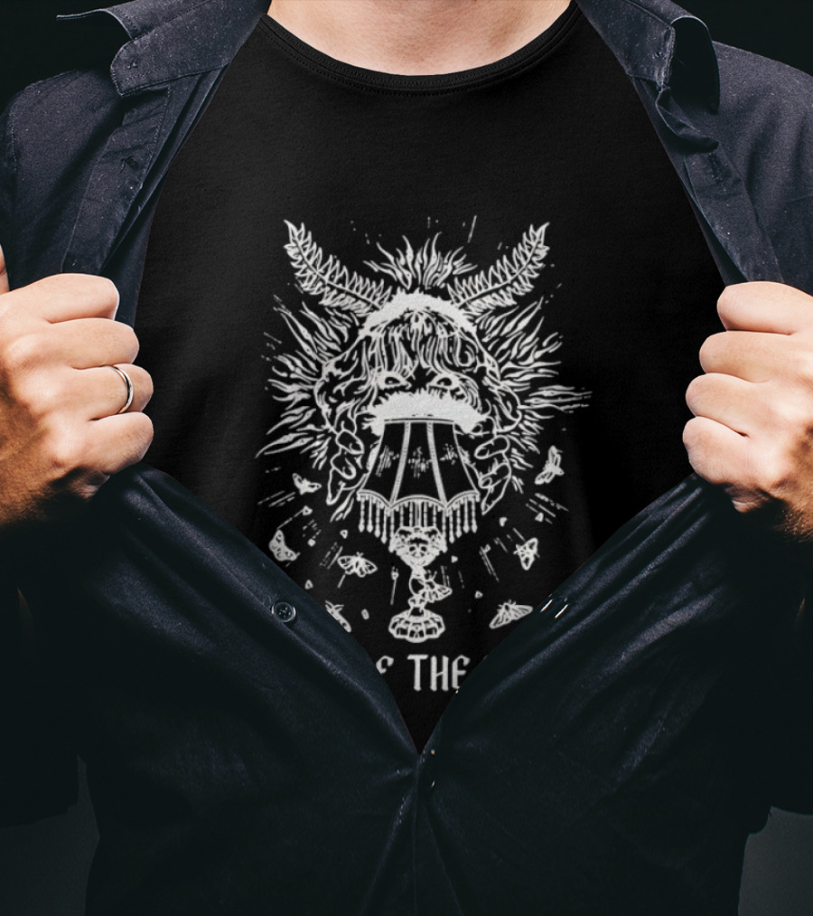 Cult Of The Moth Lamp With Moth Head And Floral Details T-Shirt