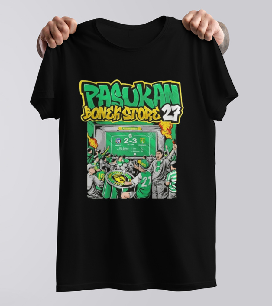 Pasukan Bonek Store 27 Persebaya Surabaya Football Fans 2 3 Match Celebration T-Shirt