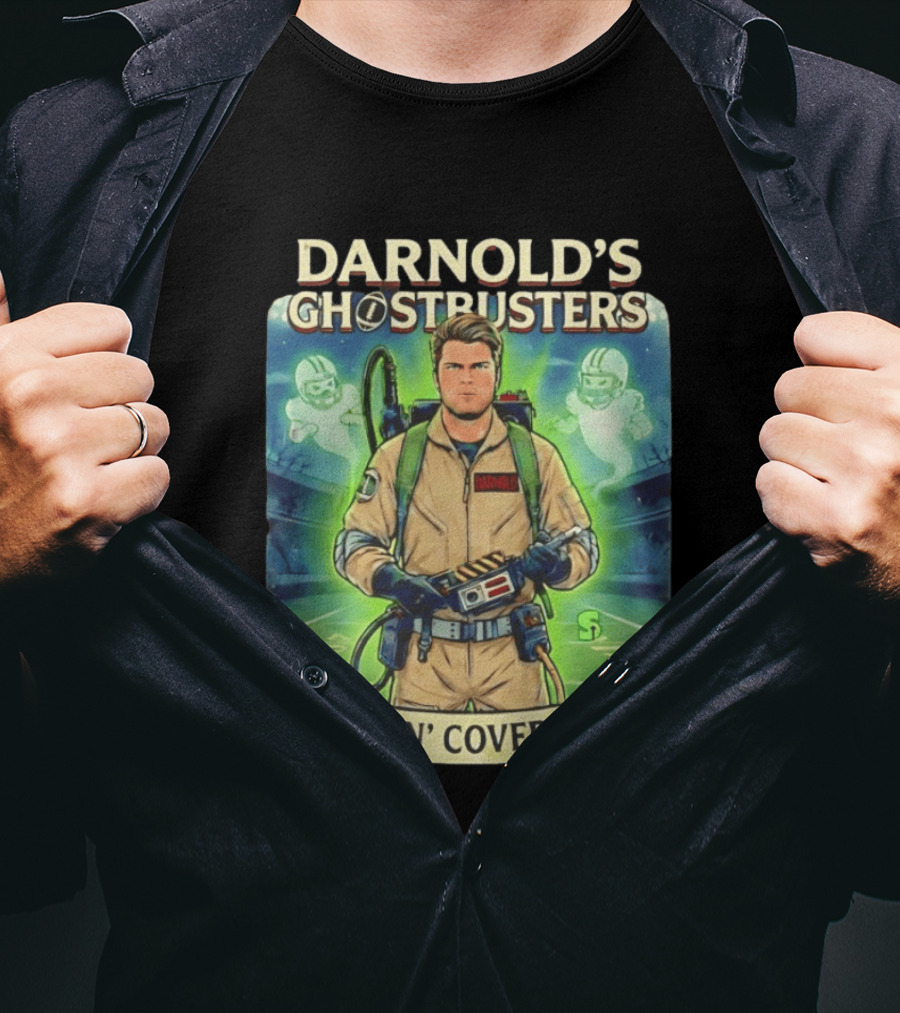 Darnold's Ghostbusters Bustin' Coverages Paranormal NFL Football Action T-Shirt