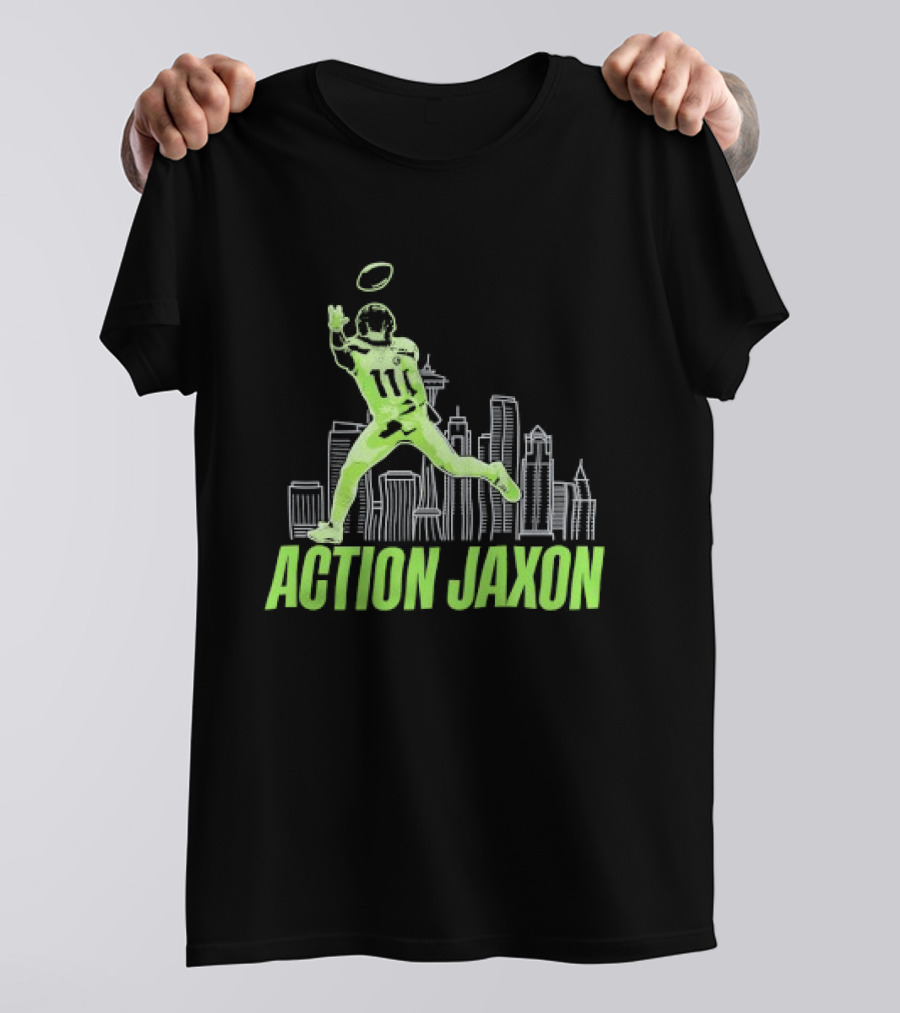 Seattle Football Jaxon Smith Njigba Action Jaxon Skyline T-Shirt