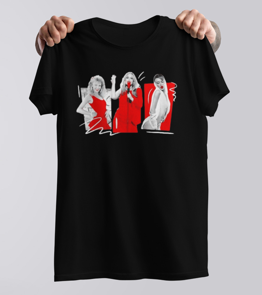 Kylie Minogue Evolution Red Outfit Collage T-Shirt