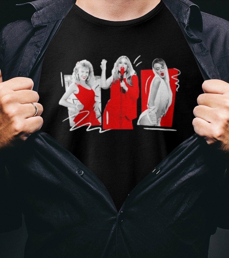 Kylie Minogue Evolution Red Outfit Collage T-Shirt
