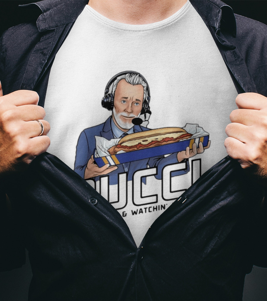 BUCCI Eatin' Parm And In' Hockey With Headset And Sub Sandwich T-Shirt