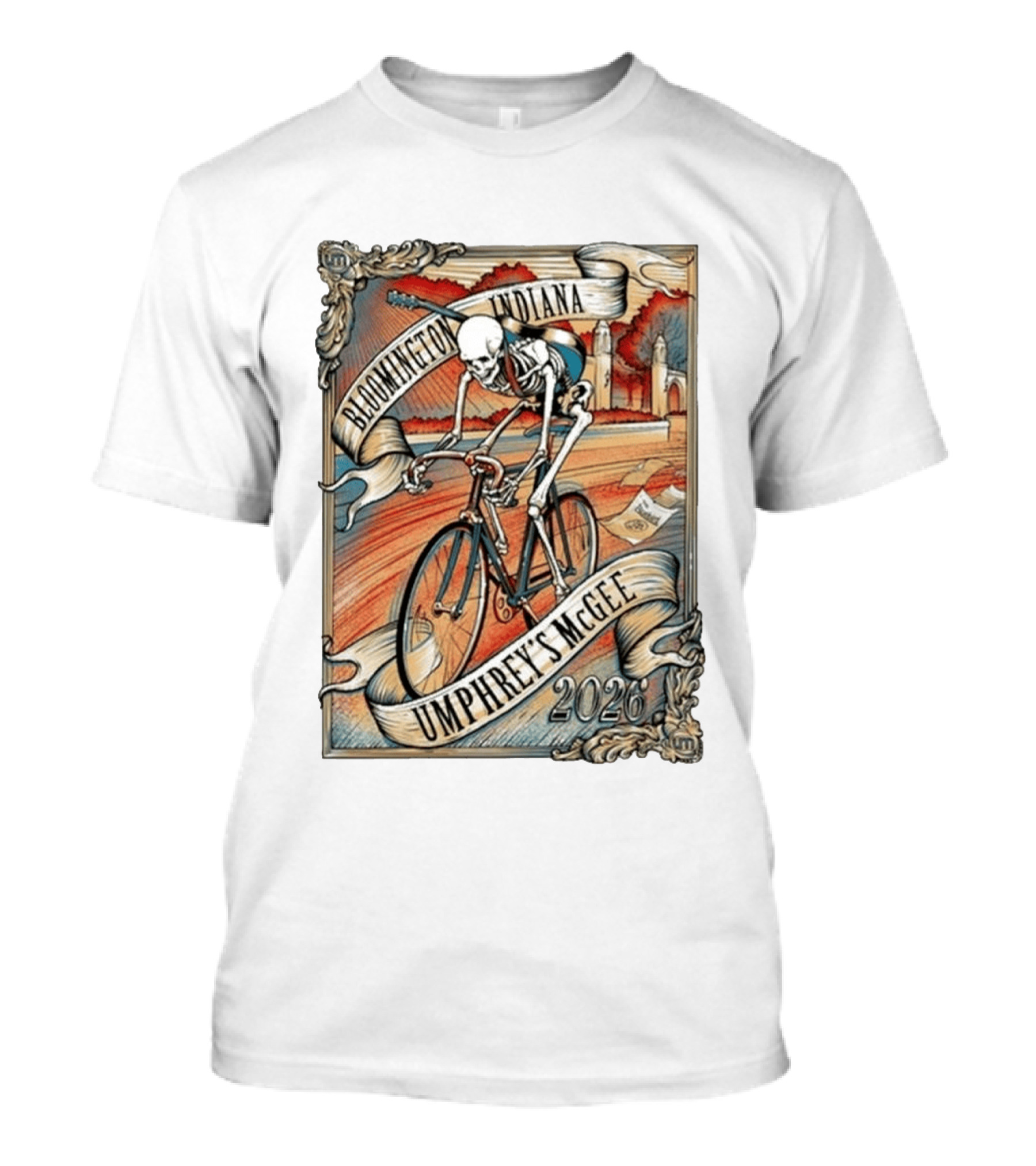 Umphrey's McGee Bloomington Indiana 2026 Skeleton Cycling T-Shirt