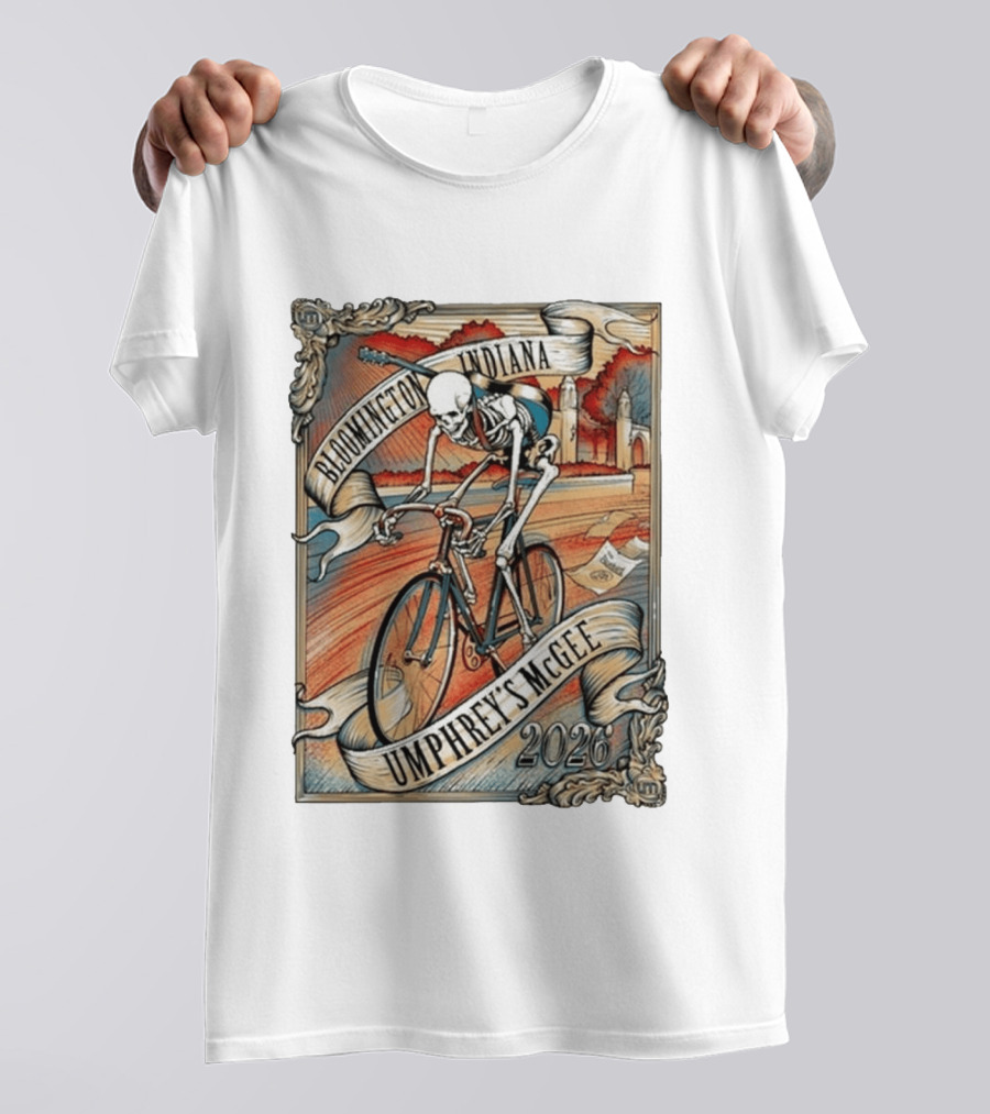 Umphrey's McGee Bloomington Indiana 2026 Skeleton Cycling T-Shirt