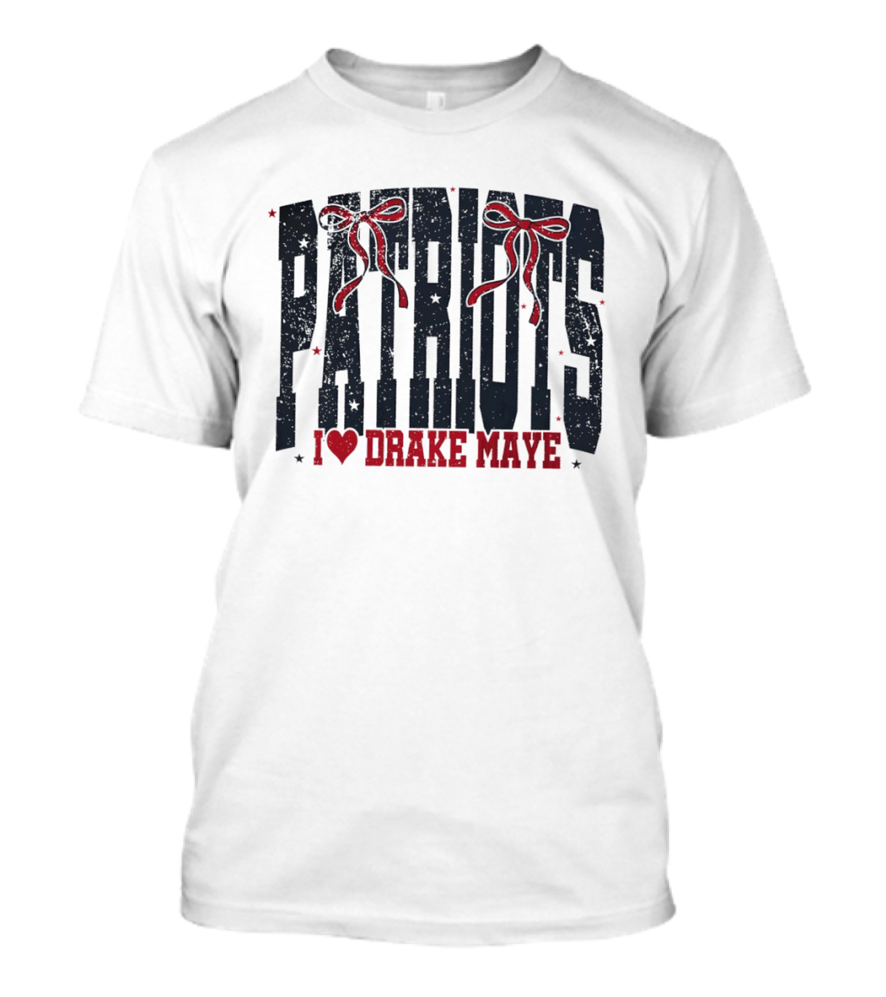 Patriots Bow I Love Drake Maye T-Shirt