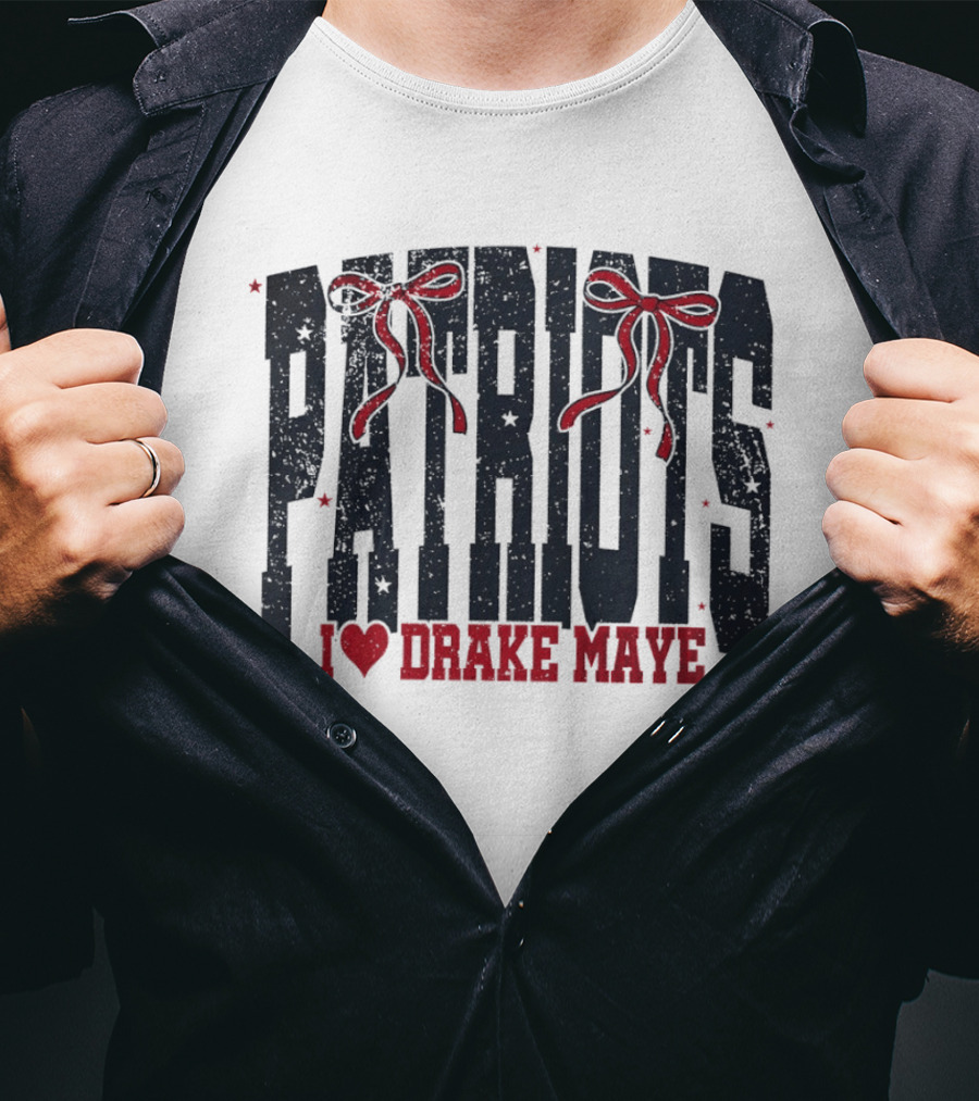 Patriots Bow I Love Drake Maye T-Shirt