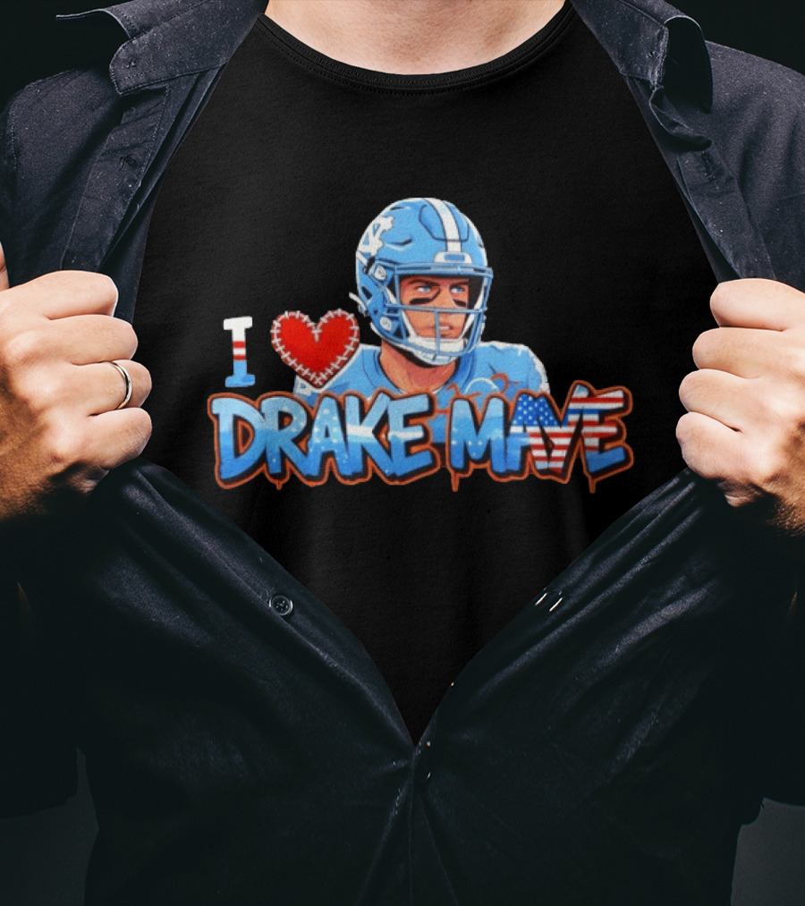 North Carolina Tar Heels Football I Love Drake Maye 2026 T-Shirt