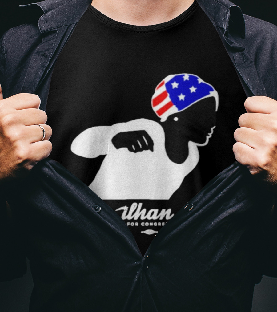 Ilhan For Congress Patriotic Runner Icon Don't Let Bullies Win T-Shirt