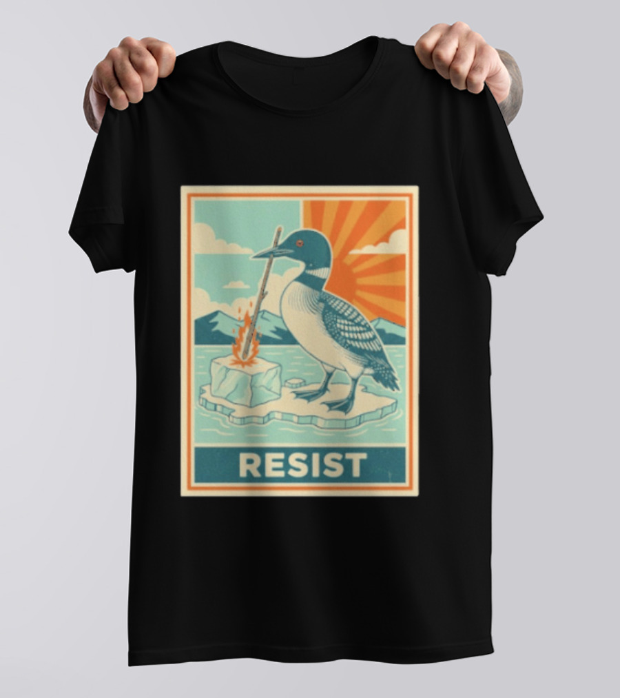 Loon Resist Climate Change Minnesota ICE Nature Conservation T-Shirt