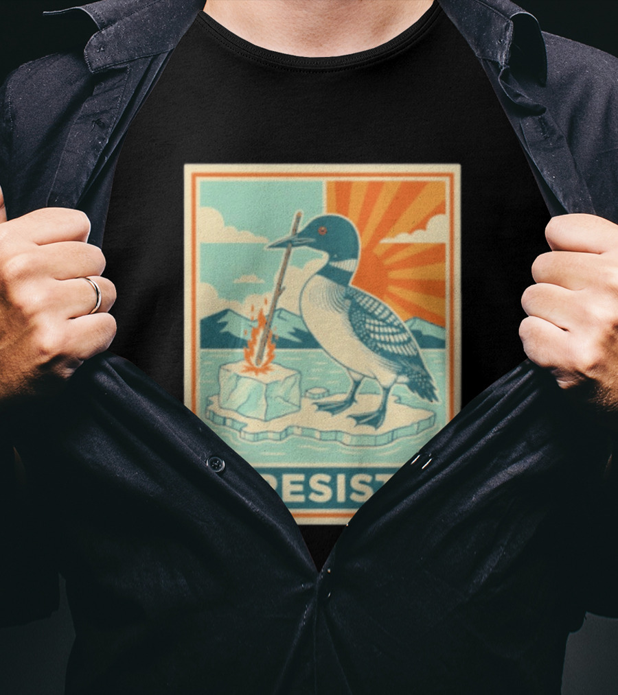 Loon Resist Climate Change Minnesota ICE Nature Conservation T-Shirt