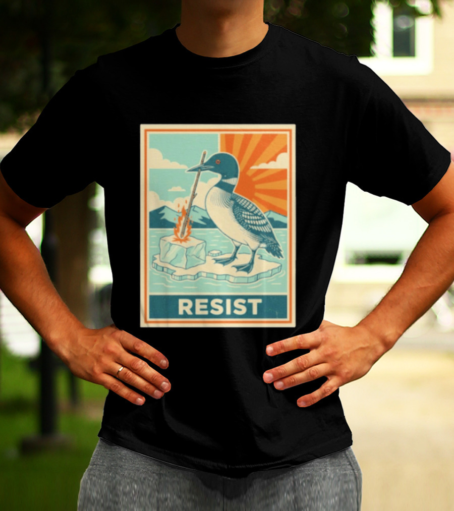 Loon Resist Climate Change Minnesota ICE Nature Conservation T-Shirt