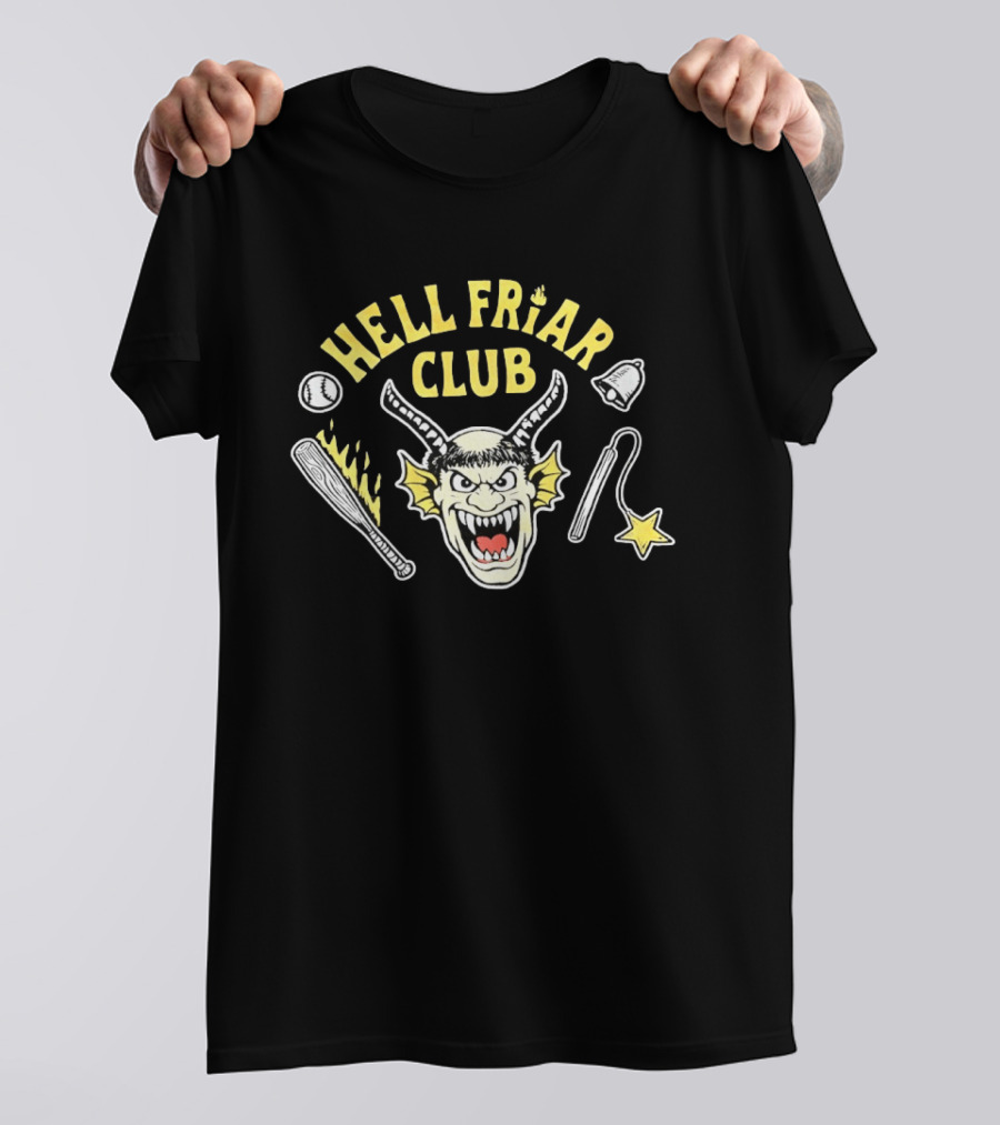 Hell Friar Club Baseball Bat Devil Bell Star T-Shirt