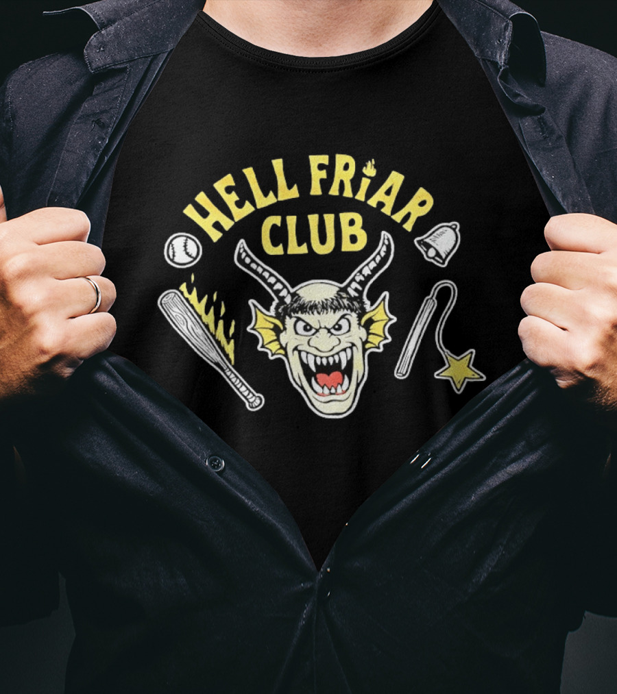 Hell Friar Club Baseball Bat Devil Bell Star T-Shirt