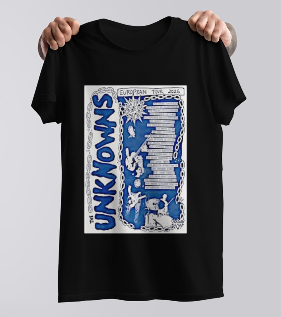 The Unknowns European Tour 2026 Concert Cities And Dates Music Tour T-Shirt