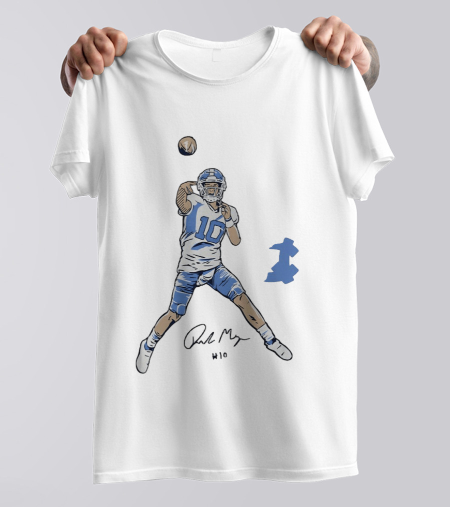 Drake Maye 10 North Carolina Tar Heels Football Pro Pose T-Shirt