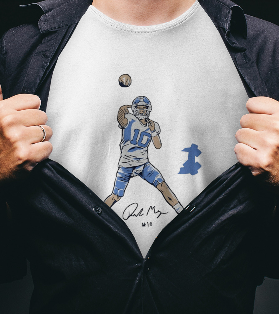 Drake Maye 10 North Carolina Tar Heels Football Pro Pose T-Shirt