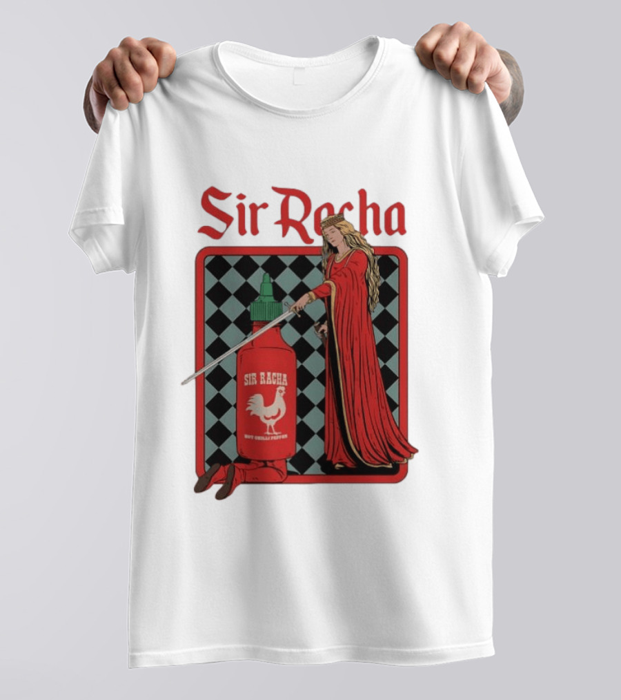 Sir Racha Hot Chilli Pepper Sauce Medieval Knight And Lady T-Shirt