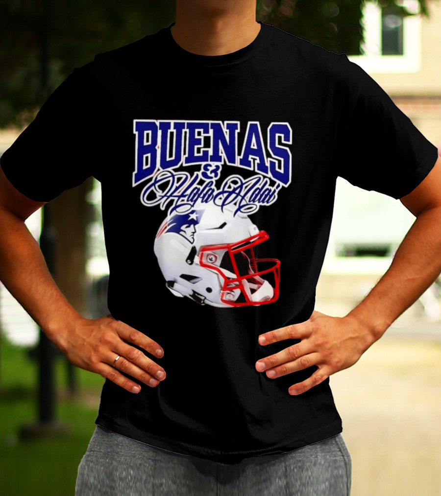 Buenas Hafa Adai New England Patriots Football Helmet T-Shirt