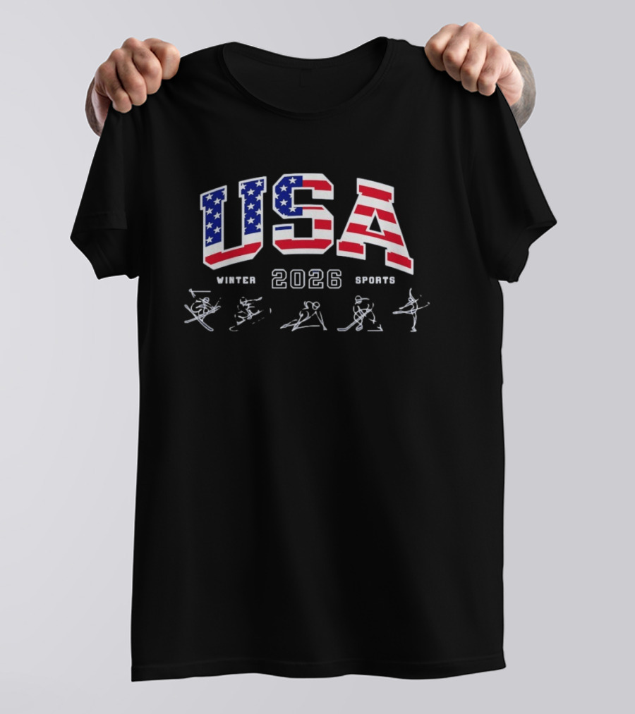 USA Winter Sports 2026 Winter Skating Skiing T-Shirt