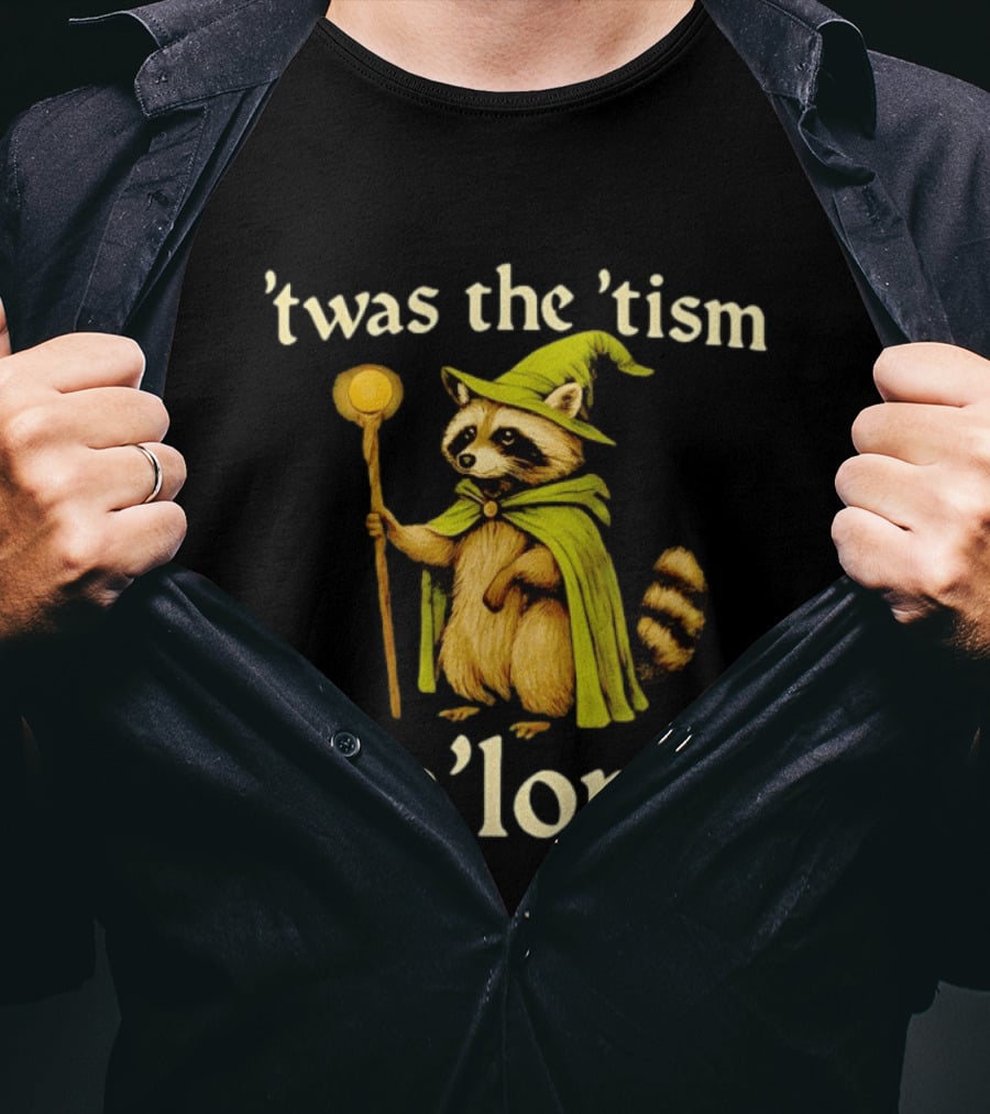 Frog Witch 'Twas The 'Tism M'Lord Raccoon Mage With Staff T-Shirt