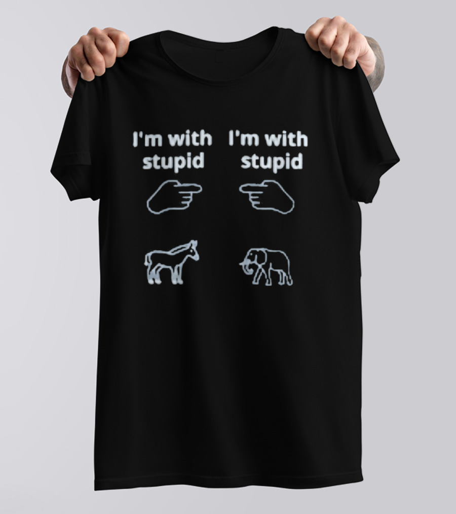 I'm With Stupid Donkey Elephant Political Humor T-Shirt
