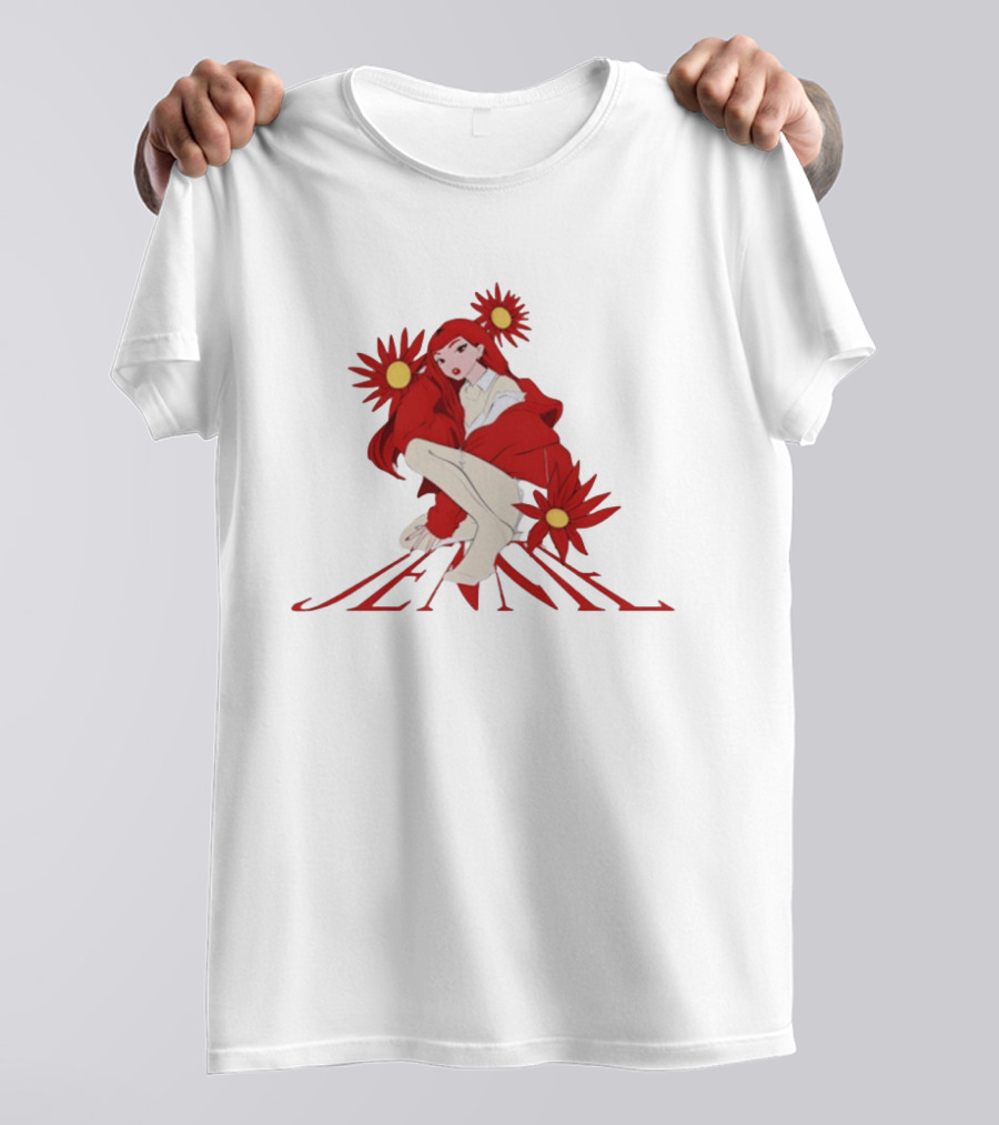 Back To School Anime Jennie Red Flowers Vintage Aesthetic T-Shirt