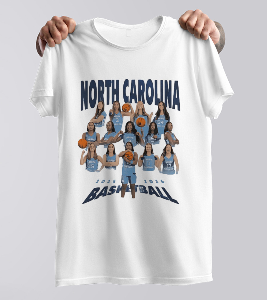 North Carolina Tar Heels Basketball 2025 2026 Team Players T-Shirt