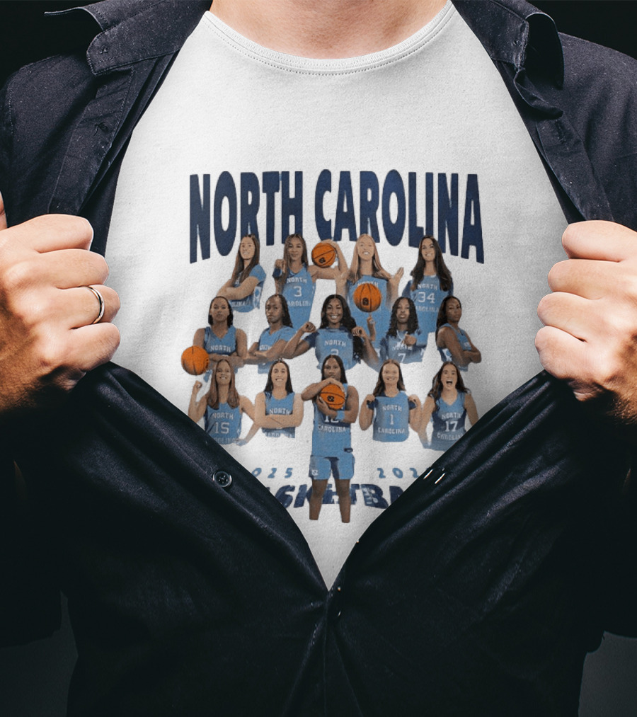 North Carolina Tar Heels Basketball 2025 2026 Team Players T-Shirt