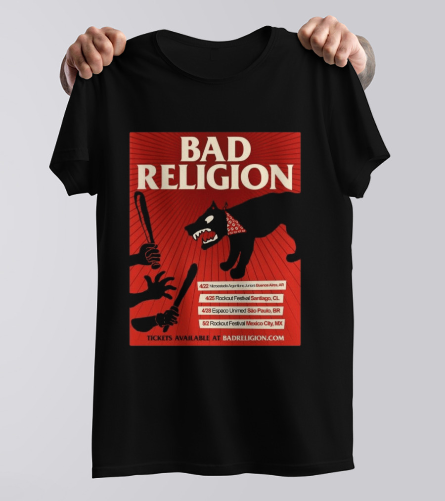 Bad Religion Tour 2026 Latin America Dates Buenos Aires Santiago São Paulo Mexico City T-Shirt