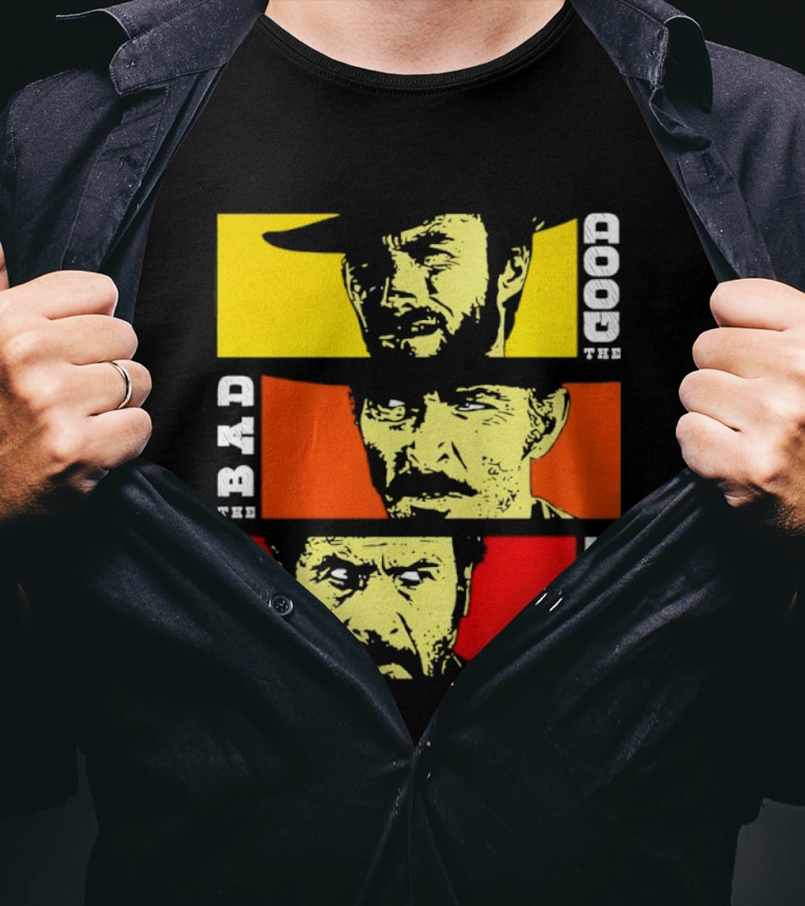 The Good The Bad The Ugly Cat Vertical Pop T-Shirt