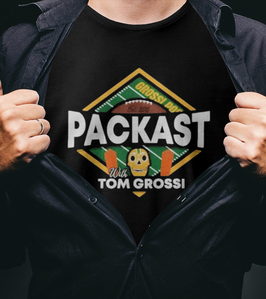 Packast With Tom Grossi Est 2015 Football Field Skull T-Shirt