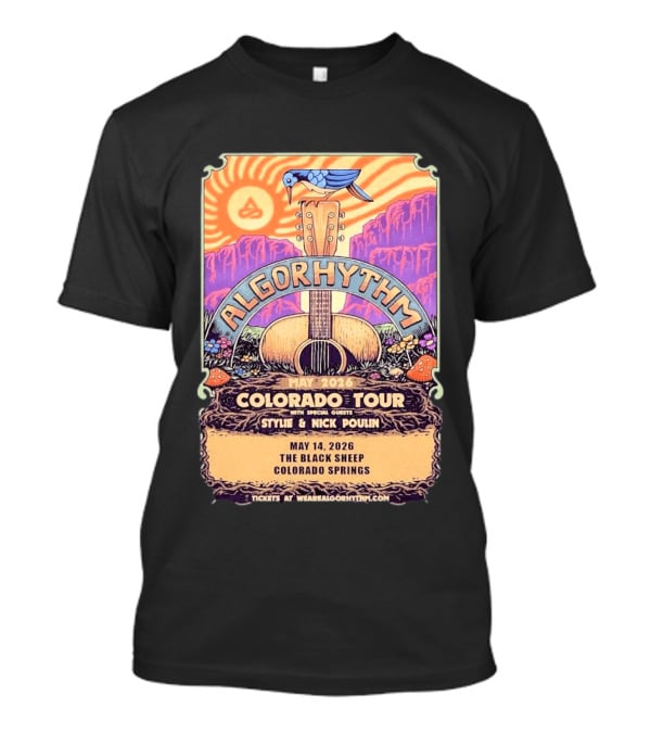 Algorhythm Colorado Tour May 2026 The Black Sheep Colorado Springs Style & Nick Poulin T-Shirt