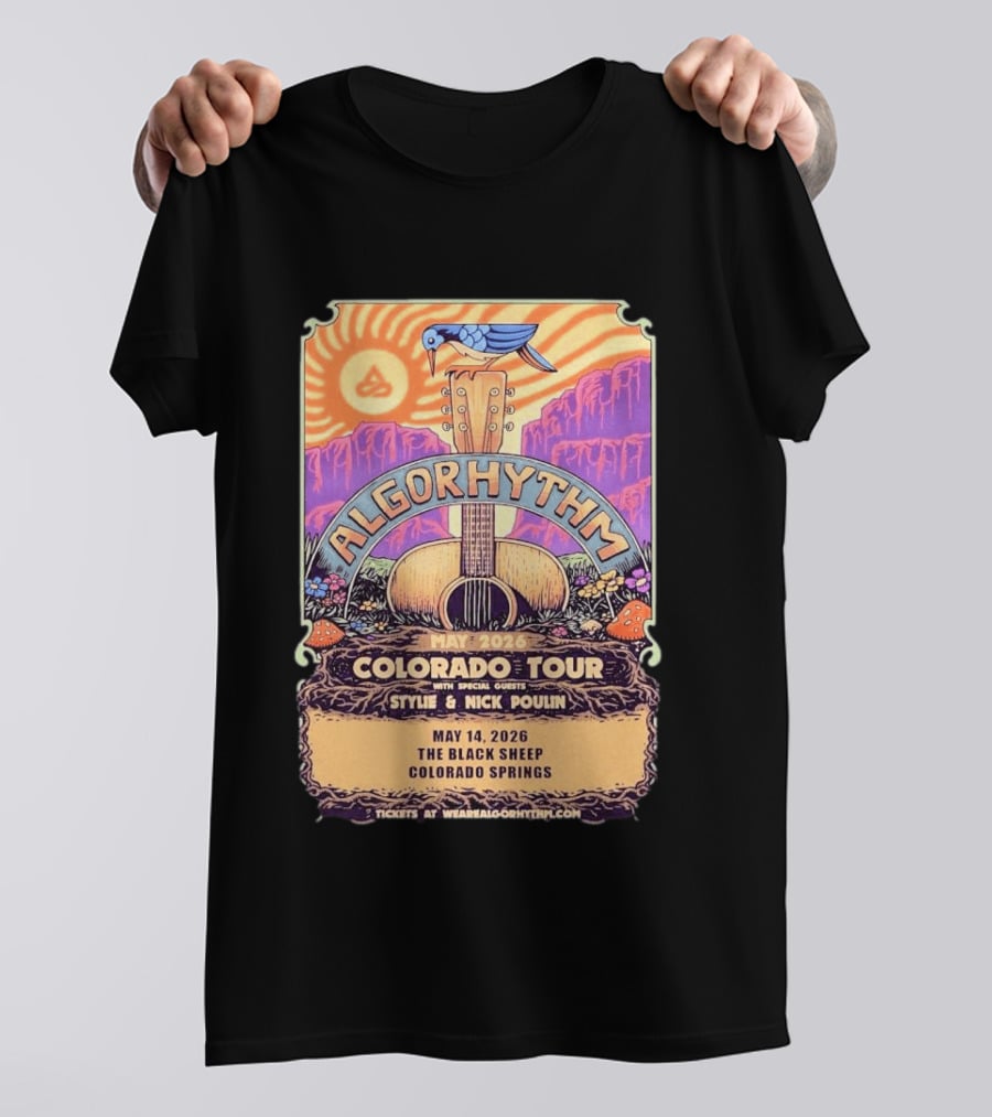 Algorhythm Colorado Tour May 2026 The Black Sheep Colorado Springs Style & Nick Poulin T-Shirt