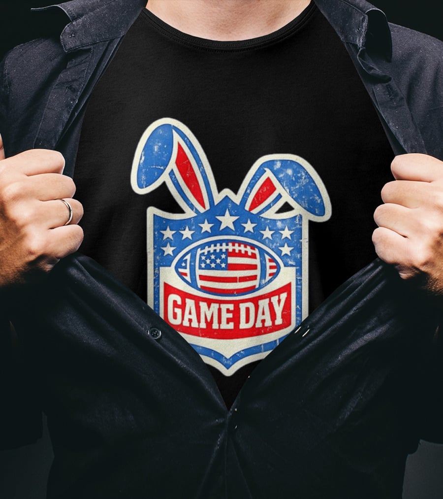 Easter Football Game Day American Bad Bunny Stars Stripes T-Shirt