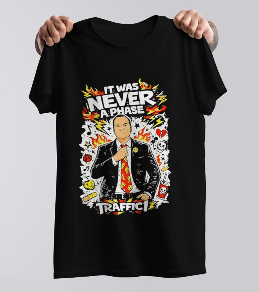 It Was Never A Phase Pop Punk Forever Fire Flames Pizza Hearts T-Shirt