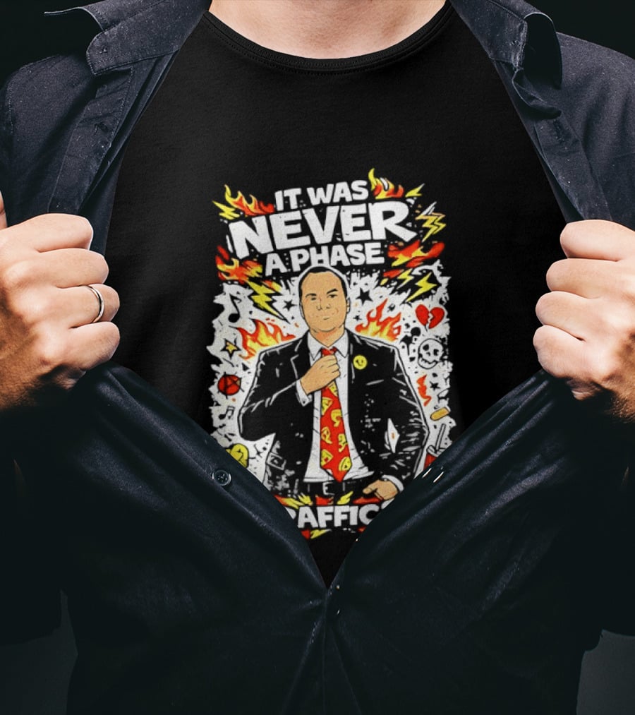 It Was Never A Phase Pop Punk Forever Fire Flames Pizza Hearts T-Shirt